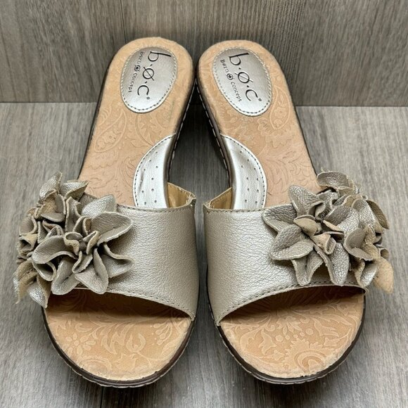 b.o.c. Tan and Brown Floral Wedge Sandals - Picture 5 of 12